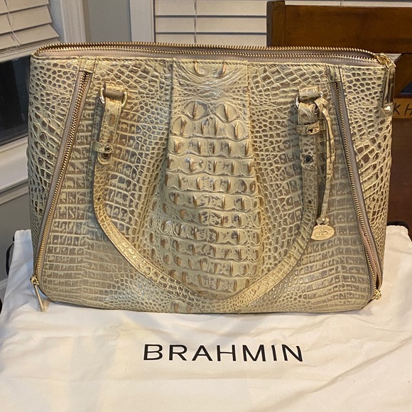 Brahmin Handbags - Brahmin Metallic Gold Embossed Satchel